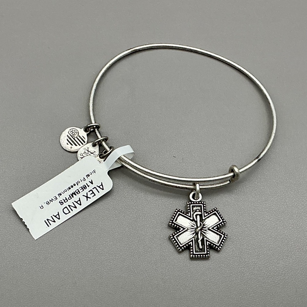 Alex And Ani Bracelet Silver Tone Medical‎ Professional Charm Bangle Womens